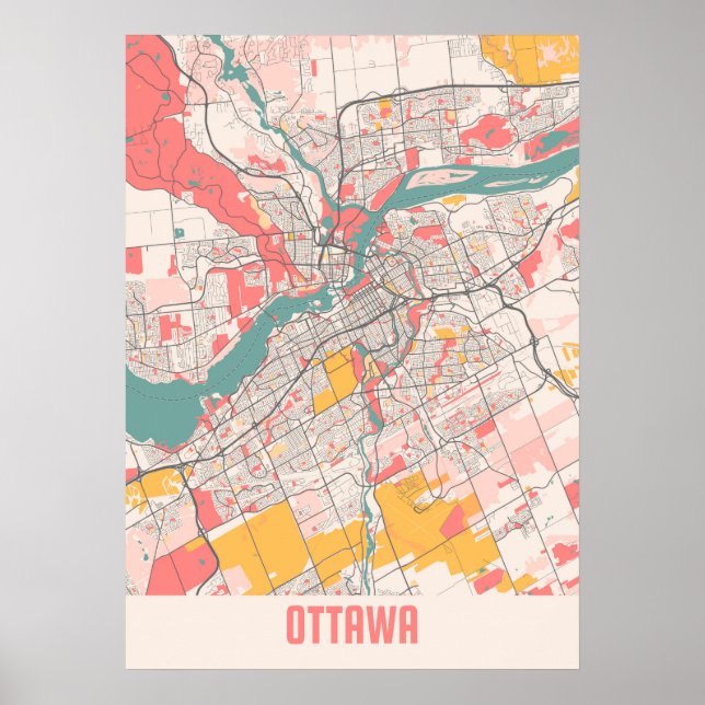 Affiche Ottawa - Carte de la ville de Chalk Ontario (Devant)