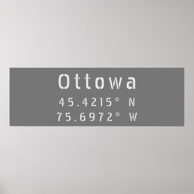 Affiche Ottawa Ontario Latitude & Longitude (Devant)
