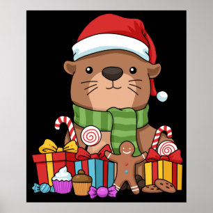 Affiche Otter de Noël Cadeau Enfants Otter de mer