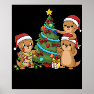 Affiche Otter de Noël Enfants Cadeau de Noël Otter de mer