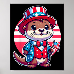 Affiche Otter Joyeux 4 juillet Fête de l'Indépendance Homm