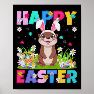 Affiche Otter Joyeux Oeufs de Pâques Chasse Bunny Ear Otte