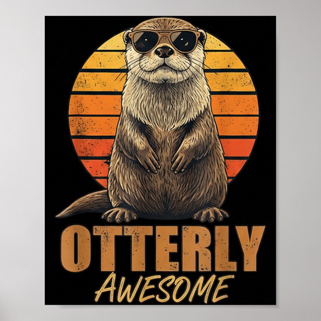 Affiche Otterly Awesome Retro Sunset Sea Otter Lover Graph (Devant)