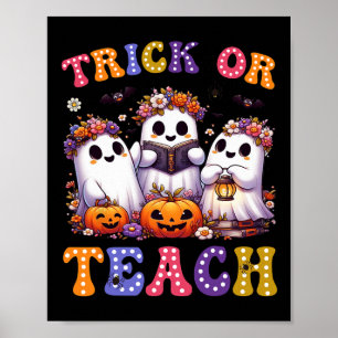 Affiche Ou Enseigner Halloween Ghost Citrouille Éffrayant