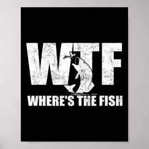 Affiche Où est le poisson Mens drôle de pêche cadeaux père
