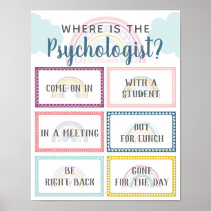 Affiche Où est Psychologue Bureau Porte Signal Arc-en-ciel