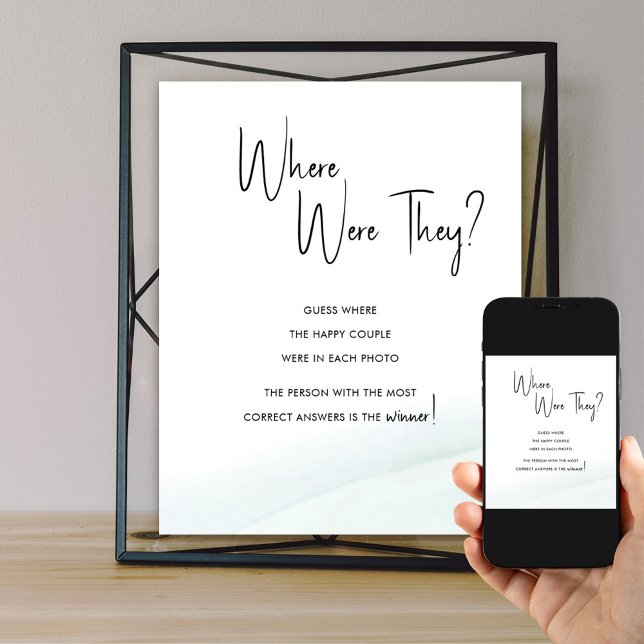 Affiche Où Étaient-Ils Fête des mariées Jeu Lave Verte (Bridal Shower Game Poster to accompany your Where Were They? photos)