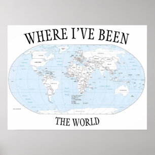 Affiche Où j'ai été dans le monde, carte colorable