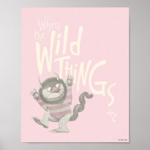 Affiche Où les choses sauvages sont citées - rose