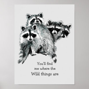 Affiche Où les choses sauvages sont le Raccoon inspirant