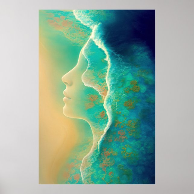 Affiche "Où l'océan devient mémoire" - Vert bleu (Devant)