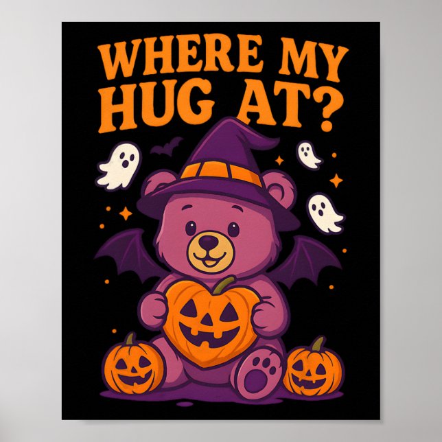 Affiche Où Mon Accouchement À Mignonne Halloween Ours Sais (Devant)