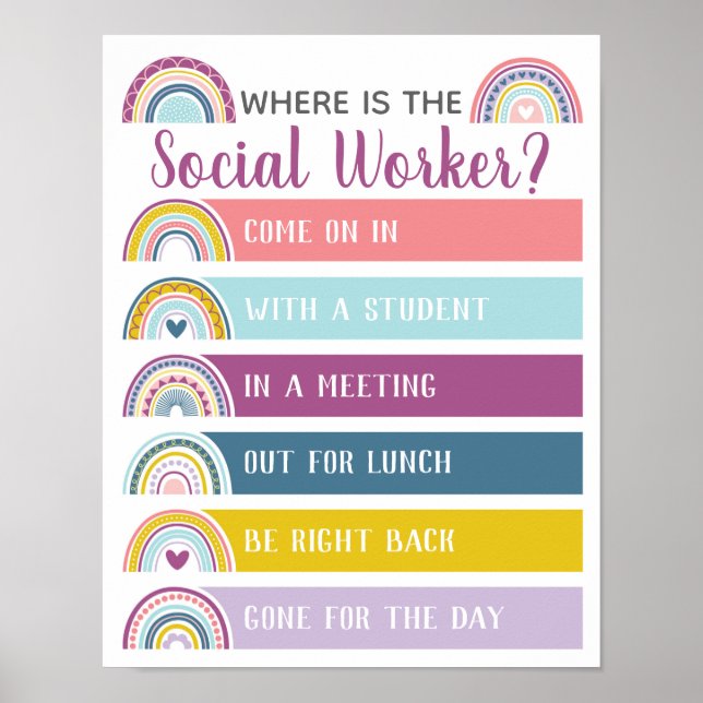 Affiche Où se trouve la porte de bureau Social Worker? Sig (Devant)