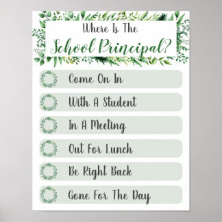 Affiche Où se trouve le panneau de porte du bureau princip