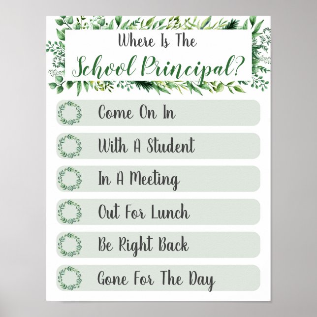 Affiche Où se trouve le panneau de porte du bureau princip (Devant)