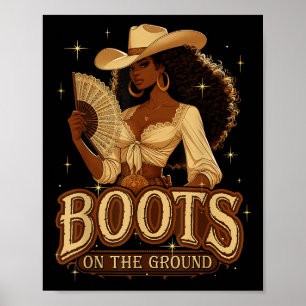 Affiche Où sont ces fans avec des bottes sur le sol vache