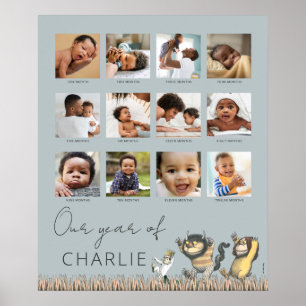 Affiche Où sont les monstres ? - Collage photo de 12 mois