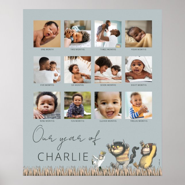 Affiche Où sont les monstres ? - Collage photo de 12 mois (Devant)