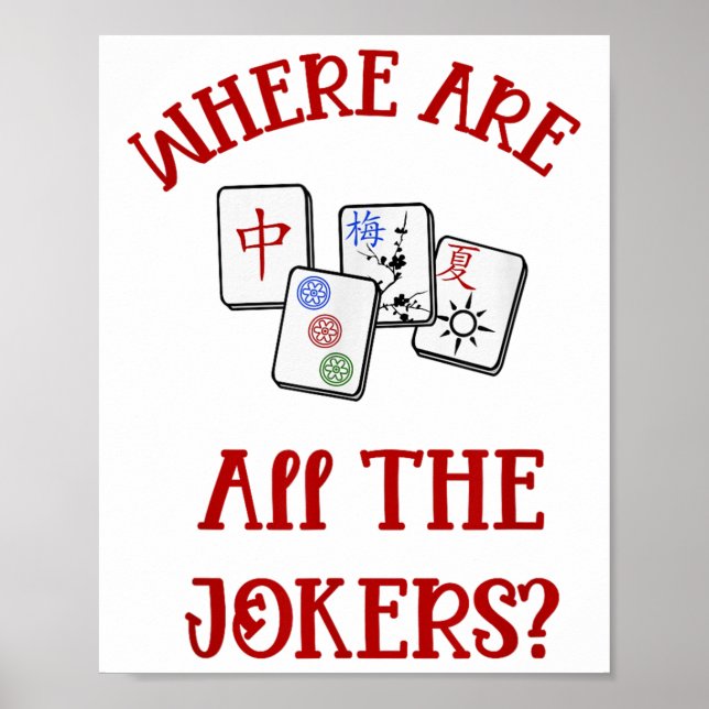 Affiche Où Sont Tous Les Jokers Drôle Mahjong (Devant)