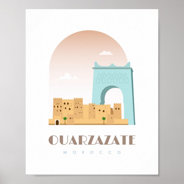 Affiche Ouarzazate ville Maroc Skyline (Devant)
