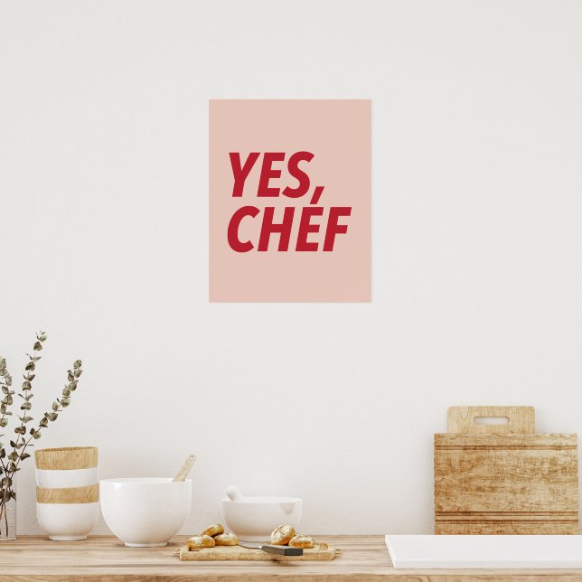 Affiche Oui, Chef Red Art Print (Cuisine)