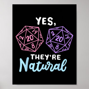 Affiche Oui, ils sont naturels 20 D20 Dés Funny Rpg Joueur