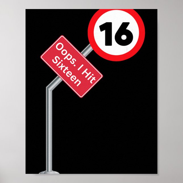 Affiche Oups j'ai eu seize ans Drôle 16e anniversaire garç (Devant)