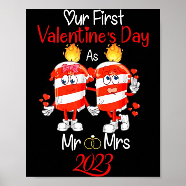 Affiche Our First Valentines Day As Mr And Mrs Engaged Cou (Devant)