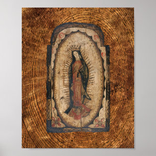Affiche Our Lady of Guadalupe Virgin Mary Wood Look 