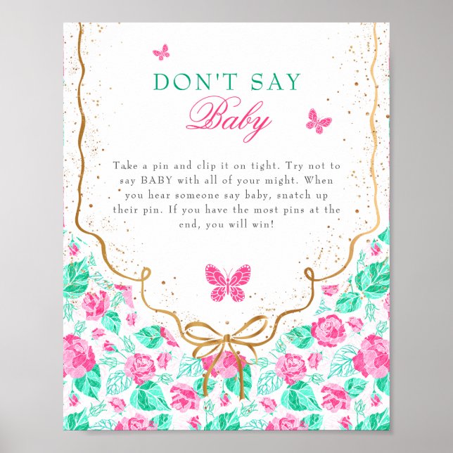 Affiche Our Lovely One Don't Say Baby Shower Game Sign (Devant)