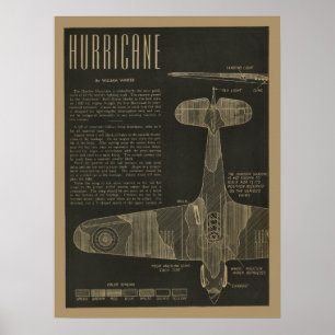 Affiche Ouragan 1938 Art de la conception d'un avion d'avi