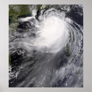 Affiche Ouragan Nuri approchant la Chine