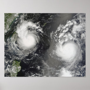 Affiche Ouragan Saomai et tempête tropicale Bopha