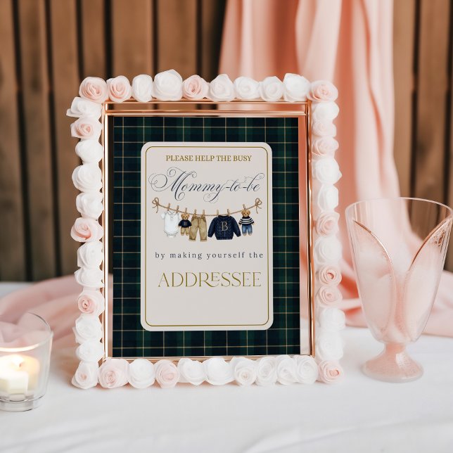 Affiche Ours à carreaux de luxe pour baby shower, aide mam (Créateur téléchargé)