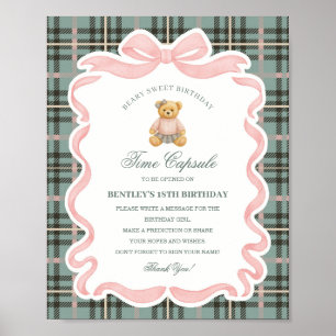 Affiche Ours à nœud coquette rose capsule temporelle d'ann