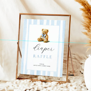 Affiche Ours à rayures bleues Baby Shower Jeu de Lancer de