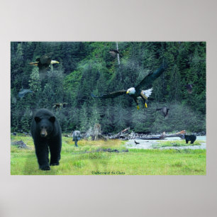 Affiche Ours, Aigles, Hérons, Ravens, Loups Faune Art