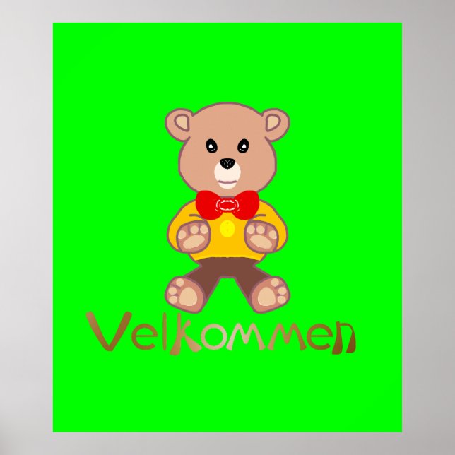 Affiche Ours Apple Vert Bienvenue Velkommen   (Devant)
