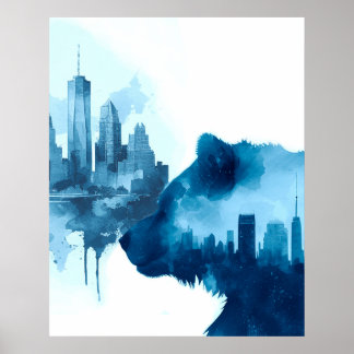Affiche Ours Aquarelle Abstraite