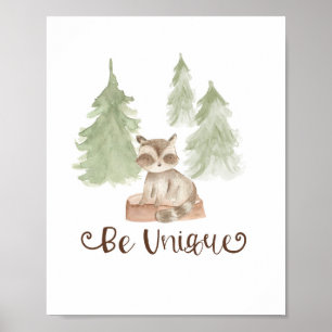 Affiche Ours aquarelle amis de la forêt de bois Soyez uniq