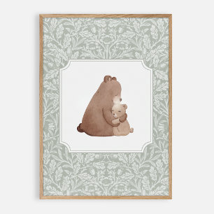 Affiche Ours aquarelle, pépinière vintage