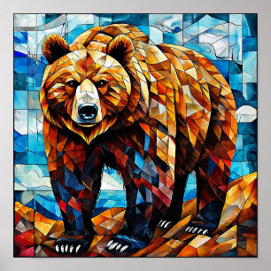 Affiche Ours Art Géométrique Animaux Faune Moderne