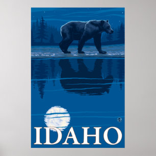 Affiche Ours au clair de lune - Idaho