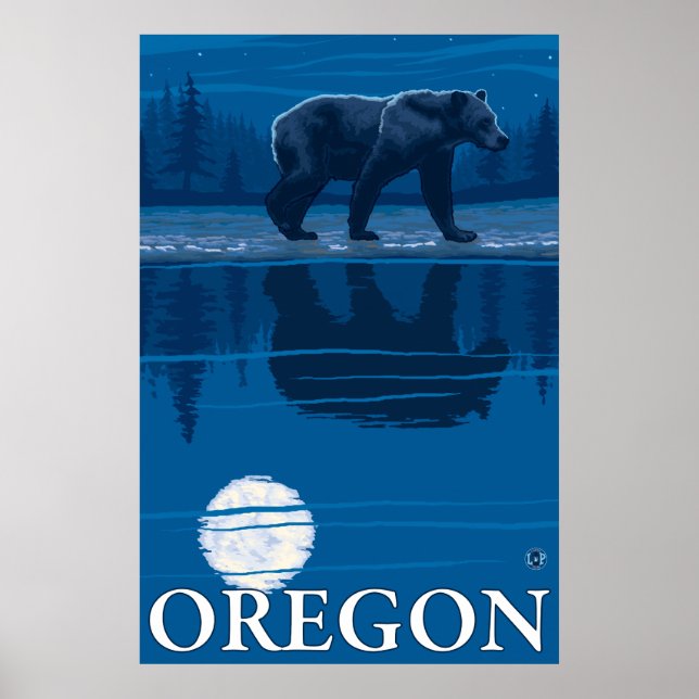 Affiche Ours au clair de lune - Oregon (Devant)