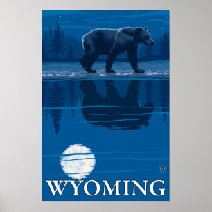 Affiche Ours au clair de lune - Wyoming
