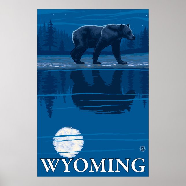 Affiche Ours au clair de lune - Wyoming (Devant)