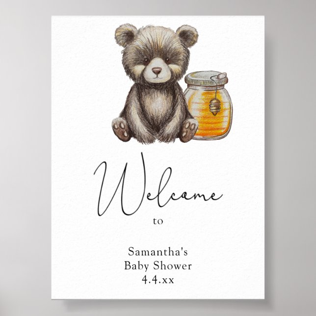 Affiche Ours avec pot de miel - Welcome Foam Board (Devant)