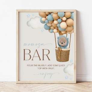 Affiche Ours, Ballons Bleus, Ballons À Air Chaud, Bar Momo