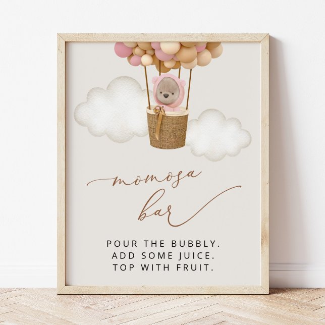 Affiche Ours, Ballons Roses, Ballons À Air Chaud, Bar Momo (Créateur téléchargé)