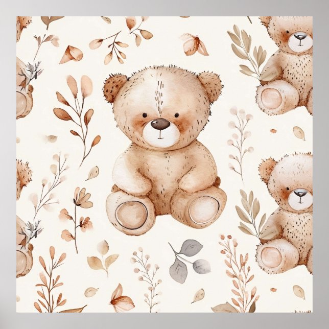 Affiche Ours Bébé Beige Cute (Devant)